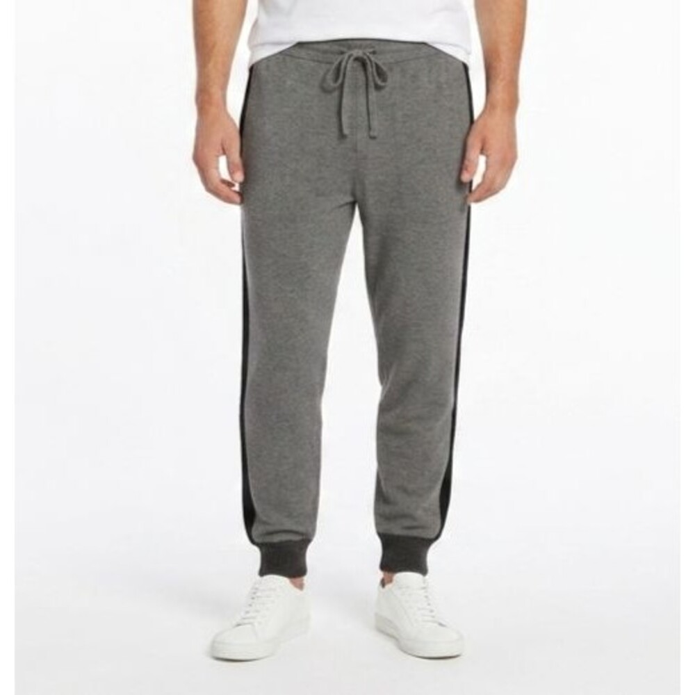 Barefoot Dreams Mens CozyChic Ultra Lite Track Pants Joggers Gray Stripe Large L